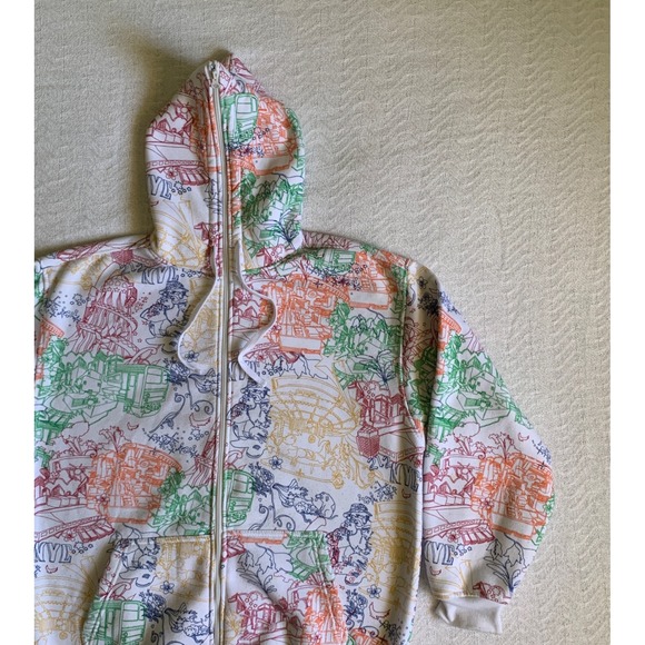Y2K VTG 212‎ NYC AOP Hoodie Full-Zip Multicolor Jacket M Rare Streetwear Grunge